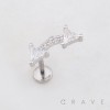 DOUBLE CURVED ARROWHEAD CZ TRIANGLE THREADLESS (PUSH IN) 316L SURGICAL STEEL LABRET SET